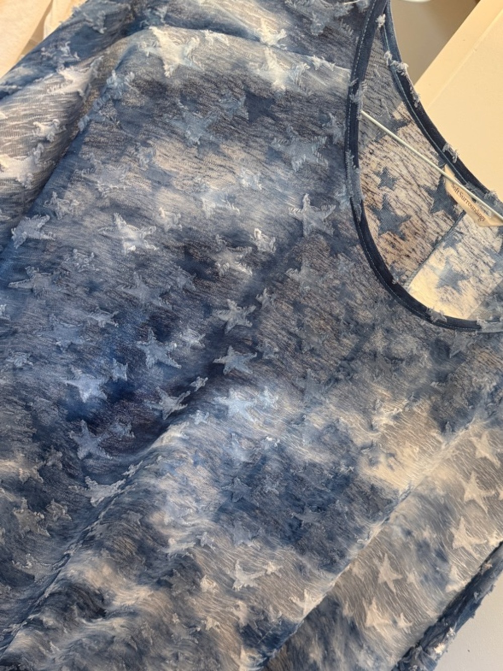 Soft Surroundings 4th of July Blue Tie-Dye Starprint Tunic